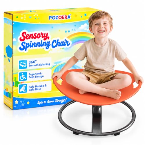 Kids Sensory Spinning Chair with Safety Handle - Orange, Small