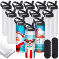 YOUKE OLA 20oz Stainless Steel Sublimation Tumblers Pack with Flat Edge & Straws, White