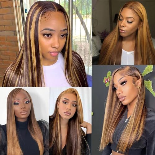 Brown/Honey Straight Human Hair Bundles - 14, 16, 18 Inch, P4/27 Color, Unprocessed Brazilian Virgin Hair - Variation #P4/27 Honey Blonde ST