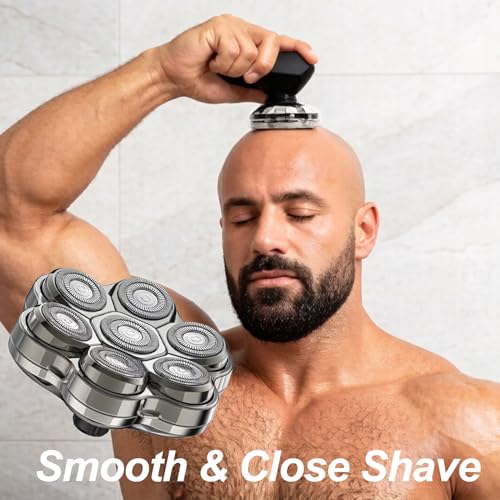 2 Pack 7D Floating Rotary Shaver Replacement Heads for Bald Men, Stainless Steel