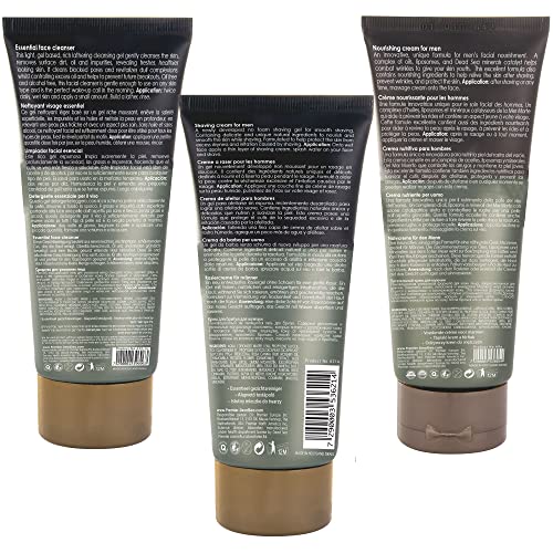 Premier Dead Sea Men's Skincare Gift Set, 3-Pack: Nourishing Cream, Shaving Cream, Facial Cleanser for Men, Sensitive Skin, Anti-Wrinkle, Daily Use