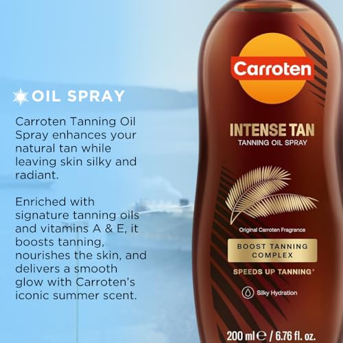 Carroten Intensive Tanning Oil Spray | Browning Tan Accelerator | Vitamin E and Carrot & Coconut Oils | Water-Resistant, Silky Hydration | Coconut Fragrance | Made in Greece | 6.7 oz (2 Pack)