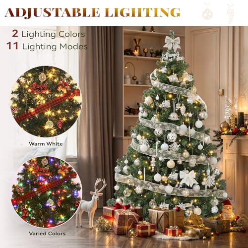 6ft Prelit Green Artificial Christmas Tree with Remote & Hinged Branches