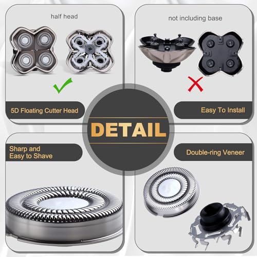 MISHAVE 2 Pack Replacement Shaver Heads for Skull Pitbull Gold PRO Silver PRO Platinum PRO - Variation of FOUTE