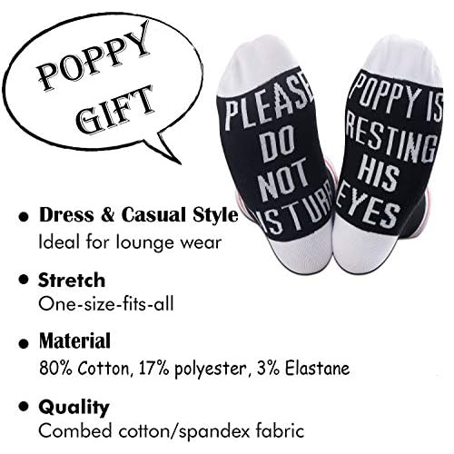 TSOTMO 2 Pairs Gift for Grandpa - Father's Day Novelty - Please Do Not Disturb Poppy Is Resting His Eyes