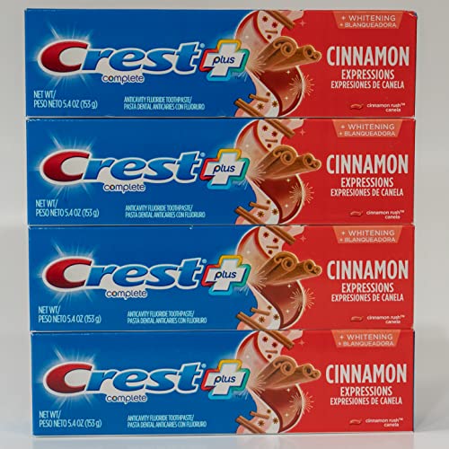 Crest Plus Complete + Whitening Cinnamon Rush Toothpaste 5.4 oz Pack of 4 - Adult Oral Care