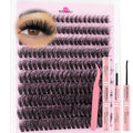 Lash Clusters Kit Mink Wispy Full Eyelash Clusters D Curly Natural Waterproof Cluster Eyelash Extensions With Lash Glue Bond and Seal and Eyelash Tweezers Luxury 60D Individual Cluster Lashes Kit