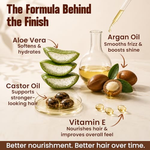 HerStyler Castor Oil Hair Serum 2 Pack - Nourishing Argan & Vitamin E for Frizz & Dry Ends