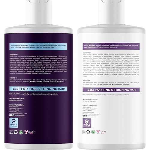 Biotin Shampoo and Conditioner Set for Thinning Hair - Sulfate & Paraben Free, Natural Hair Growth - 16 Fl Oz