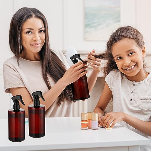 20 Pack 16oz Amber Spray Bottles with Trigger - Refillable Plastic for Home & Beauty