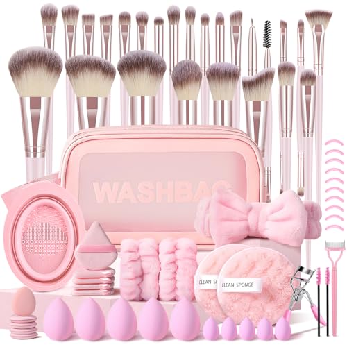 Pink Makeup Brushes Set 66Pcs Professional with Case - KUORYZAL