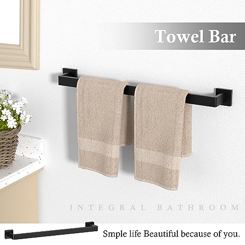 PNNWH Matte Black Bathroom Accessories Set 10 Pieces - Towel Bar & Holders, Towel Rings, Hooks
