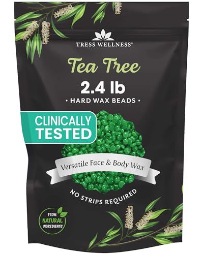 Wax Beads for Hair Removal - Tea Tree Scented, 2.4 lb Home Wax Kit - Safe & Dermatologically Tested - Variation: Tea Tree / 38.4 Ounce Pack of 1