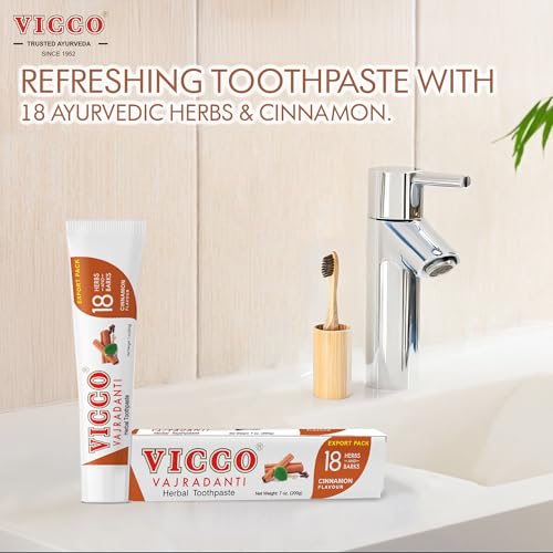 Vicco Vajradanti Cinnamon Herbal Toothpaste 70-Year Ayurveda Legacy, Fluoride-Free, 7 oz Pack of 3