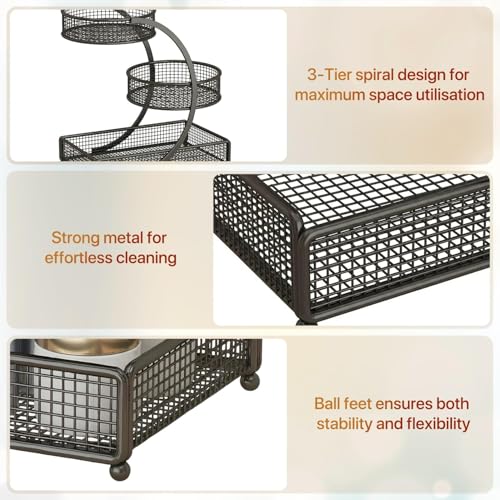 Calaytaly 3-Tier Metal Makeup Organizer for Vanity & Bathroom Countertop