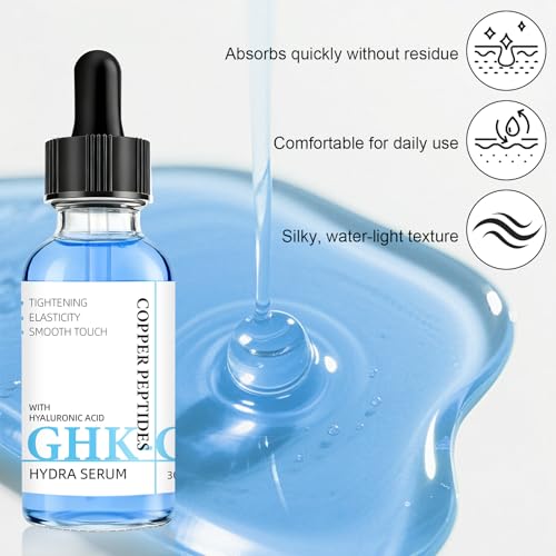 GHK-Cu Copper Peptide Facial Serum ? Moisture-Balancing Formula with Hyaluronic Acid ? Lightweight Daily Hydration, 1 fl oz