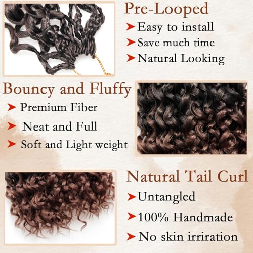 SUYIAPIY GoGo Curl Crochet Hair 8 Packs 24 Inch 1B/30 - Water Wave Beach Curl