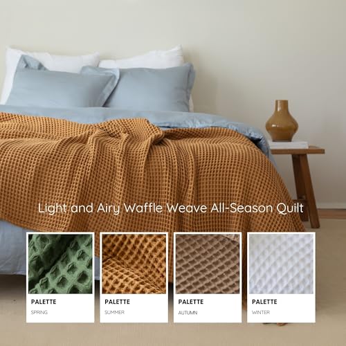 Cotton Waffle Blanket Twin XL Size 63x91 inches - Breathable & Lightweight