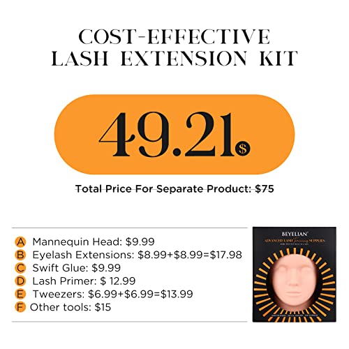 Eyelash Extension Kit with Mannequin Head - Practice & Professional Use MTTZY