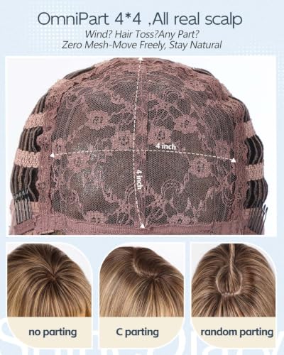 Wigs for Women Long Wavy PuffPro Voluminous High Crown with Bangs - Maple Syrup Brown