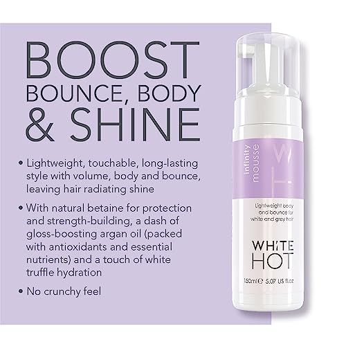 White Hot Infinity Hair Mousse 150ml - Weightless, Anti-Frizz, Volumizing Styling Foam