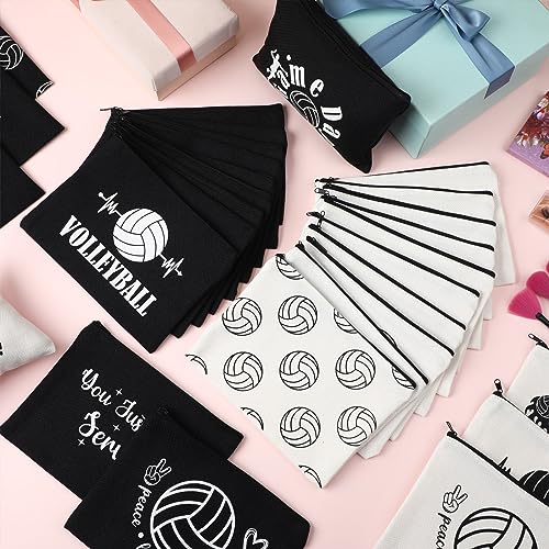 Volleyball Cosmetic Bag Set - 30 Pcs Black & White Team Gift