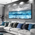Large Canvas Wall Art - Blue Sea Wave Ocean Painting 24x48 Inch for Living Room Bedroom Office Decor - Variation of THIS listing