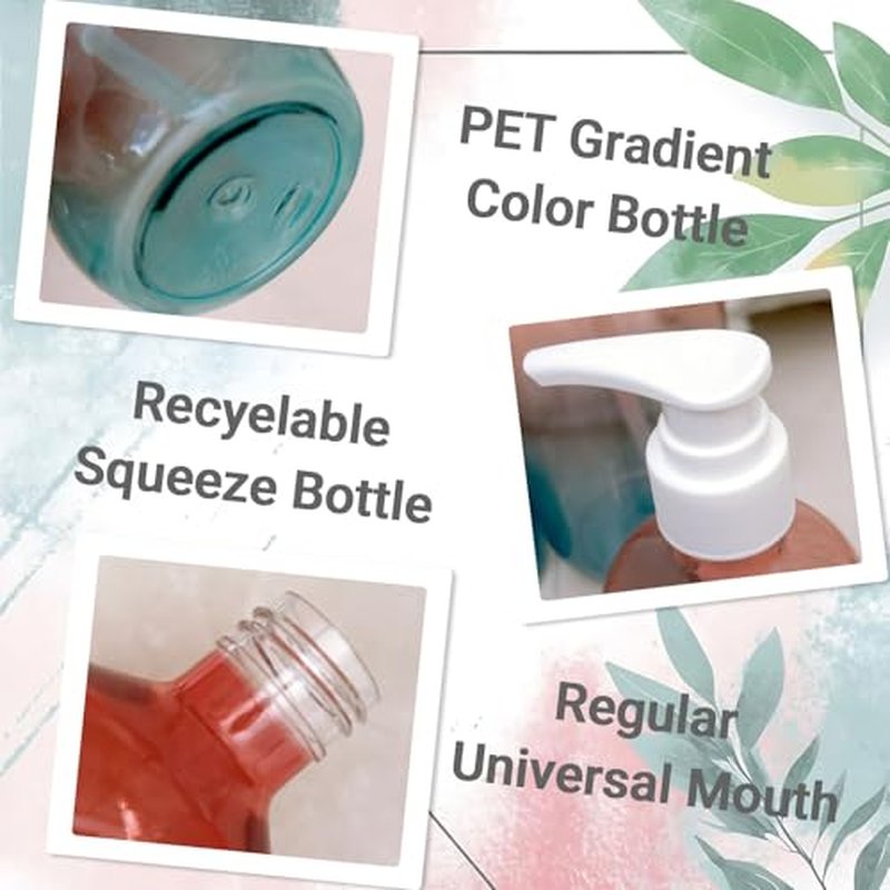 48 Pieces Empty Clear Gradient Color Pump Bottle, 8.4 oz Refillable Plastic Dispenser Bottles with Pump, Travel Lotion Container for Shampoo Hand Body Soap Oil Massage Moisturizer Face Cream Liquid