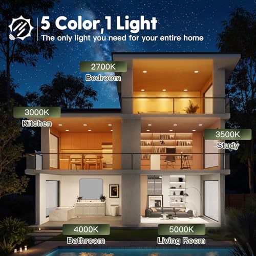 4 Inch LED Recessed Light 24 Pack with Junction Box, 5 CCT, 700 Lumens