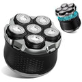 Black 6D Floating Head Rotary Shaver for Men Bald Head Wet Dry Rechargeable with USB-C