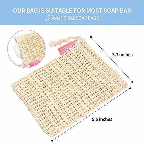 Bar Soap Saver Bags 6 Pieces, Shampoo & Conditioner Bar Holder for Preserve Soap Bars, Natural Sisal Soap Pouch for Exfoliating Body Scrubber, Travel Mesh Soap Pocket Soap Sack Use in Shower Bath