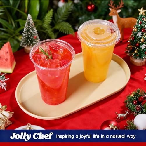 JOLLY CHEF 20oz Clear Plastic Cups with Flat Lids - 500 Pack, PET Disposable Drinkware Variation of THIS listing