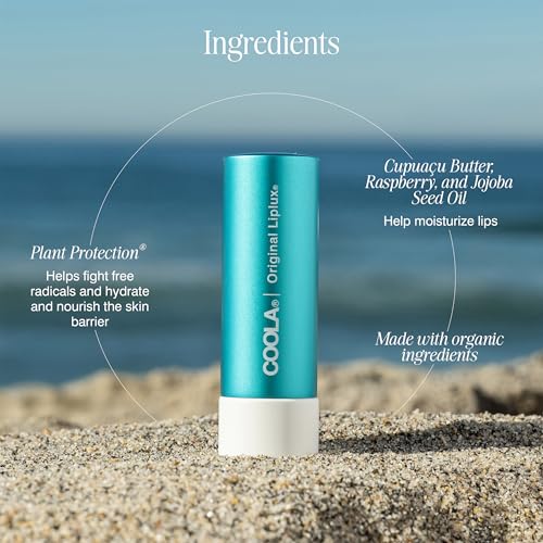 COOLA Liplux SPF 30 Lip Balm 0.15 oz (Pack of 2) – Vanilla Peppermint, Raspberry & Avocado Butter