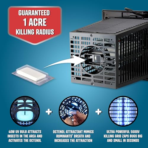 Flowtron Electric Bug Zapper - Midnight Black, 1 Acre Coverage, UV & Octenol, 5600V