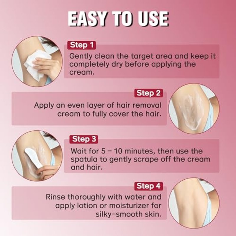 Hair Removal Cream for Women, Crema Depiladora Para Mujer, Fast-Acting, Effective Painless Flawless Depilatory Cream for Legs, Arms, Underarms, Stomach, Pubic Area and Bikini Line 120g