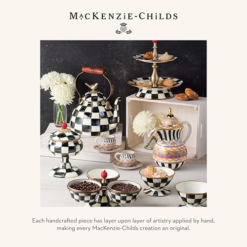 MacKenzie-Childs Enamel Napkin Holder Black & White Courtly Check - Elegant Table Decor