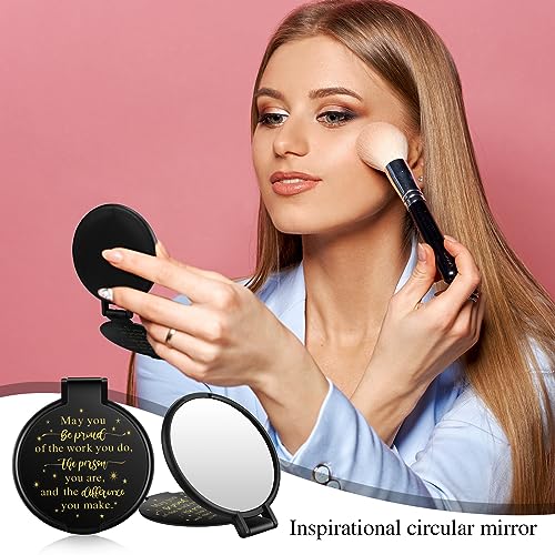 Huwena 100 Pcs Black Compact Mirrors Bulk Gift for Women, Employee Appreciation Gifts for Coworker Staff, Be Proud of The Work You Do, Goodie Bag Stuffers for Christmas, Team Building