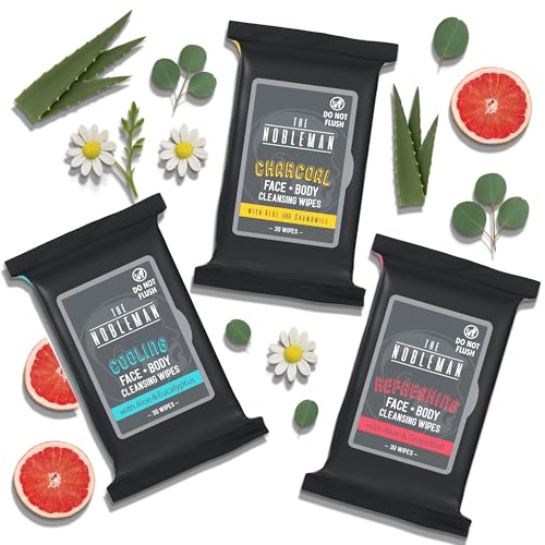 Men's Assorted Cleansing Wipes- Cooling/Charcoal/Refreshing - 3 Pack (90ct)