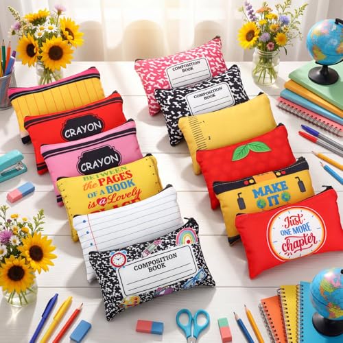 Teacher Appreciation Makeup Bags Set - 24 Stylish Cosmetic Pouches for Back to School