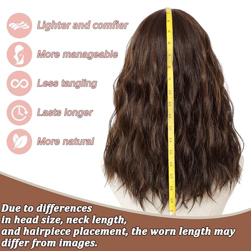 Dark Brown Highlight Wigs for Women 18 Inch Wavy Synthetic Wig - Middle Part - Variation of THIS listing