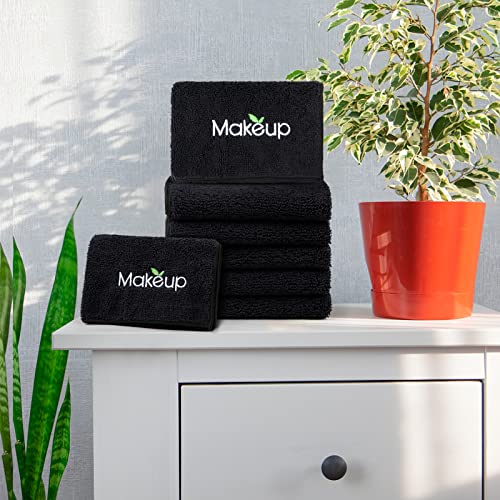 Orighty Black Microfiber Makeup Remover Cloths - 13x13 Inch, Pack of 18