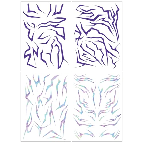 Purple Ombre Temporary Patterns Tattoo ? Halloween Water Transfer Realistic Waterproof Body Art for Cosplay, Halloween, and Party Makeup (4 PCS)