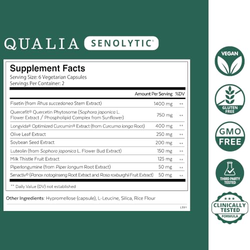 Qualia Senolytic 1400mg Fisetin Anti-Aging - 12 Count