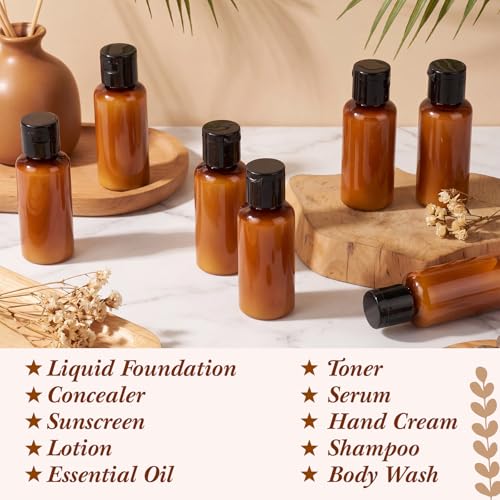 Mimorou 150 Pack 30ml Travel Bottles Bulk with Black Caps & Brown Bottles