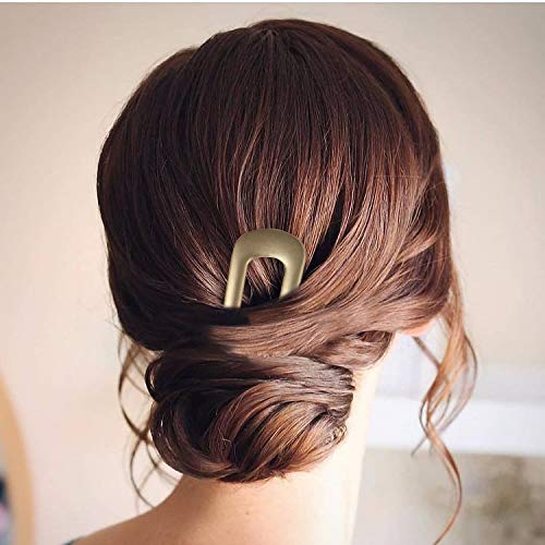 FRDTLUTHW Large French Hair Pins Metal U-Shaped Hair Sticks(pack of 2, Gold&Silver)