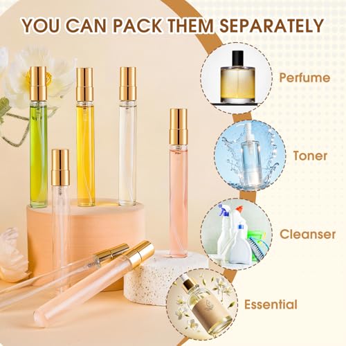 Mini Glass Spray Bottle Set 50 Pcs 10ml Transparent with Golden Cap - Variation of Spray Bottle10ml-50P-Golden