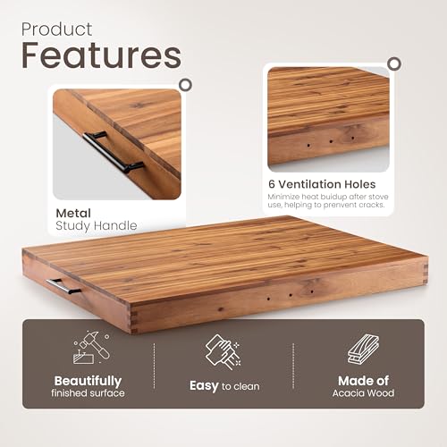 Tidita Acacia Wood Stove Top Cover 30x22 Inches for Electric & Gas Stoves