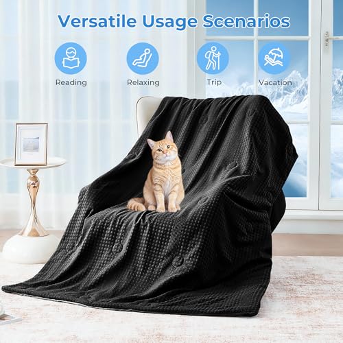Bedsmile Black King Waffle Weave Ice Blanket, 108 x 90 in – Reversible Cooling Comforter, Q-Max >0.45