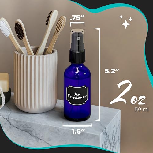 Nevlers 24 Pack Blue 2 Oz Travel Spray Bottles - Small Glass Mist Spritzers