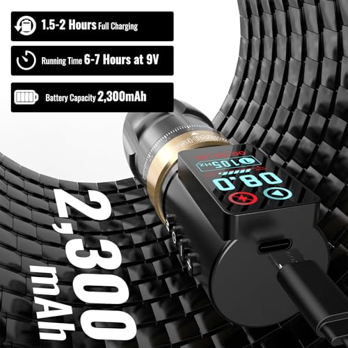 Wormhole Wireless Tattoo Pen with 2300mAh Battery, Black - Multi-Function Professional Machine
